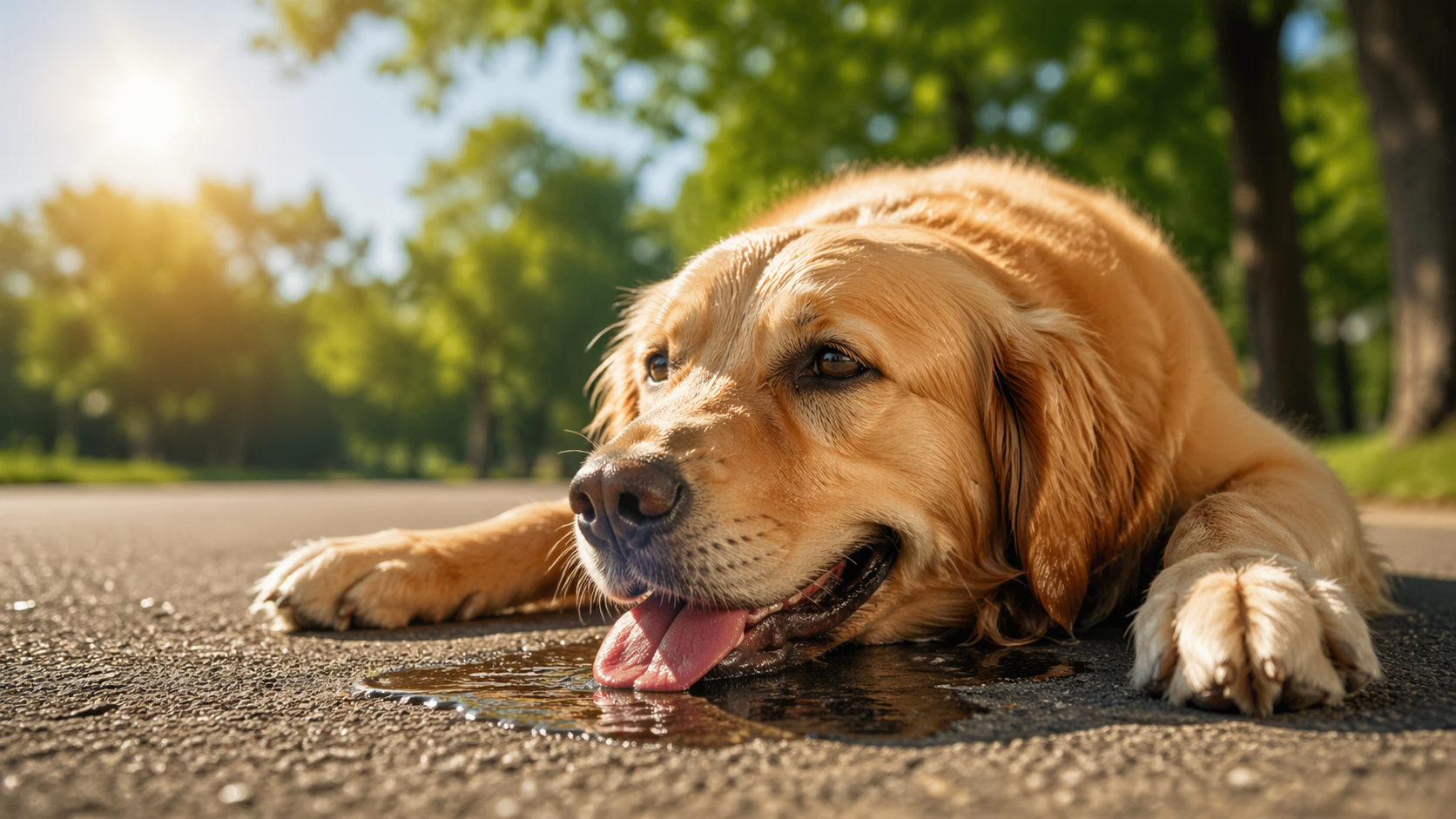 Golden retriever enjoying the sunshine